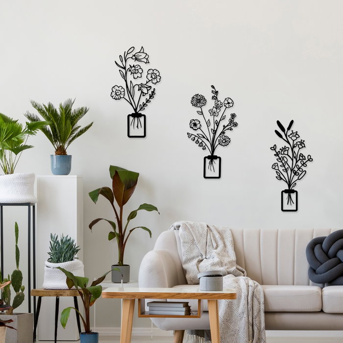 Wallity Erba-1 Conjunto de 3 Piezas de Escultura de Pared en Metal Negro Wallity Erba-1 Conjunto de 3 Piezas de Escultura de Pared en Metal Negro